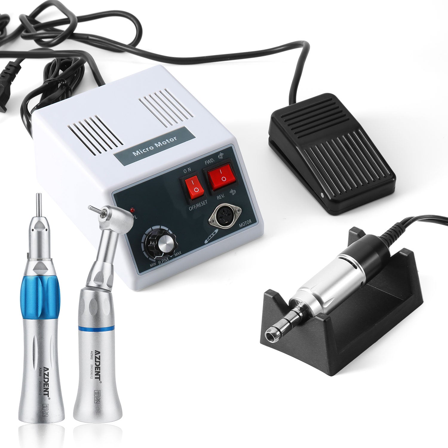 Dental Hand Grinder Micromotor Polishing E-type 35000 RPM With 1:1 Low Speed Straight Handpiece & Contra Angle - azdentall.com
