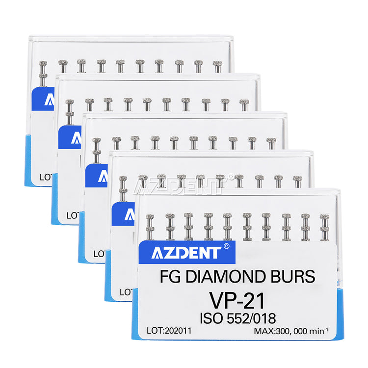 5 Boxes AZDENT Dental FG Diamond Burs VP-21 Depth Marking 10pcs/Box - azdentall.com