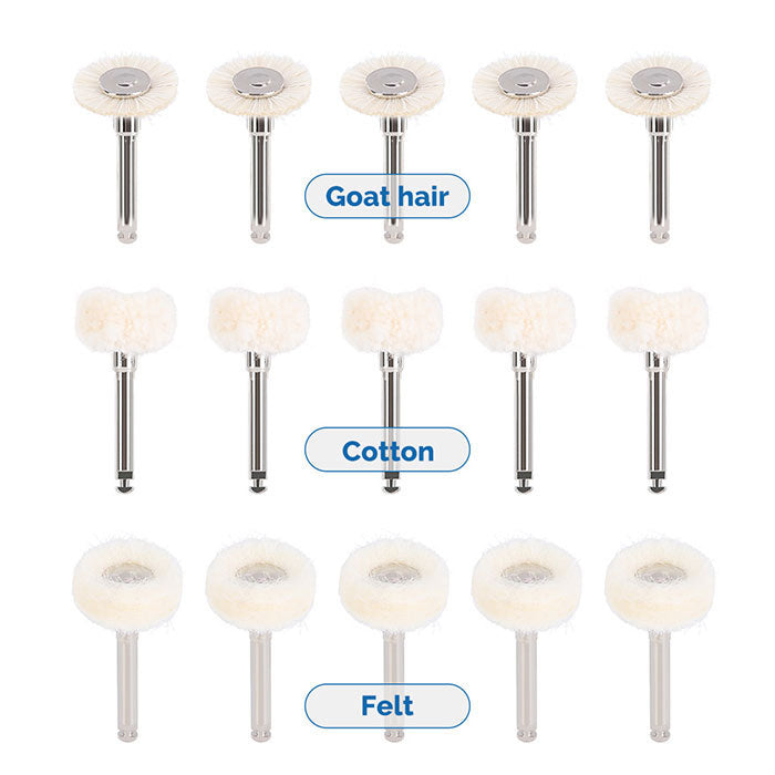 Dental Polishing Brush Wheel White Goat Hair/ Felt/ Cotton 5pcs/Bag - azdentall.com