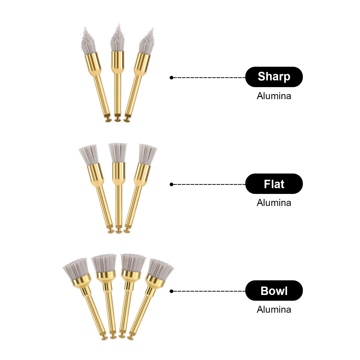 AZDENT Dental Prophy Brushes RA Latch Type Copper Handle Aluminium Oxide 20pcs/Bag - azdentall.com