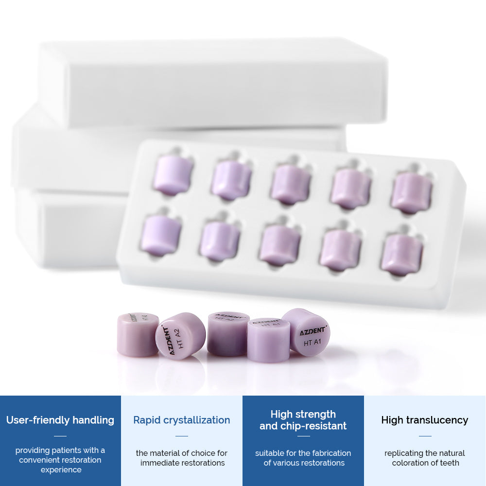 AZDENT Dental Ceramic Glass Ingots Press Lithium Disilicate Generation II Violet HT/LT/MO for Lab CAD CAM Restoration 10pcs/Box - azdentall.com