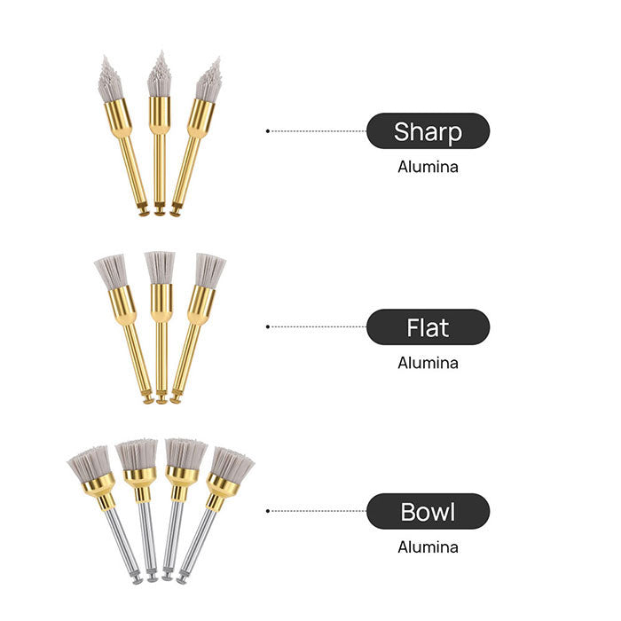 Dental Polishing Brush Flat/Sharp/Bowl For Contra Angle Handpiece Aluminium Oxide 10pcs/Kit - azdentall.com