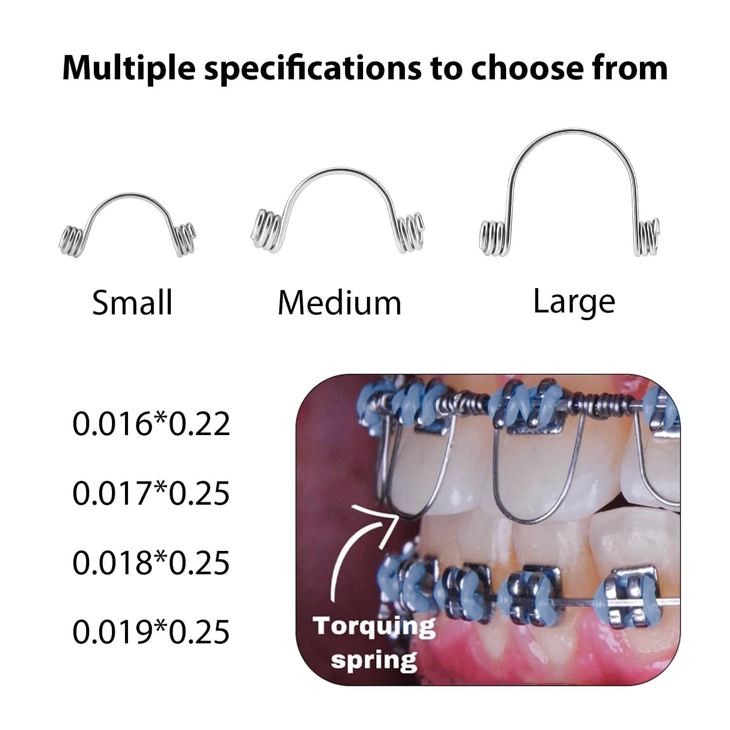 Dental Anterior Teeth Torque Rectangular Springs Large/Medium/Small 10pcs/Bag - azdentall.com