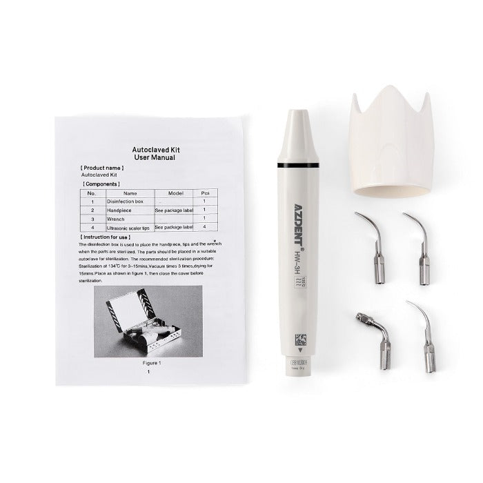 AZDENT Dental Ultrasonic Scaler Handpiece HW-3H & Tips G1 G2 P1 E1 Kit - azdentall.com