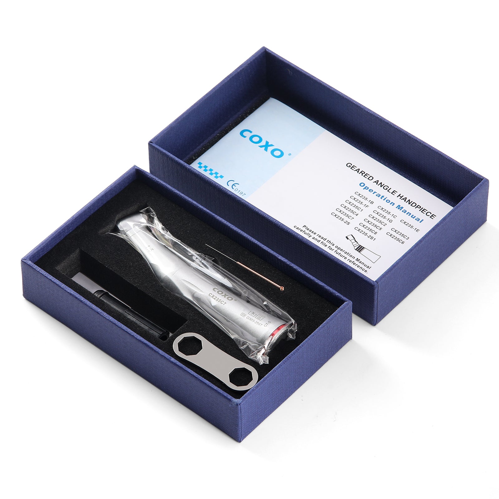 COXO Dental 1:5 Increasing Electric Fiber Optic Inner Channel Contra Angle Handpiece Standard Head CX235C7-5 - azdentall.com