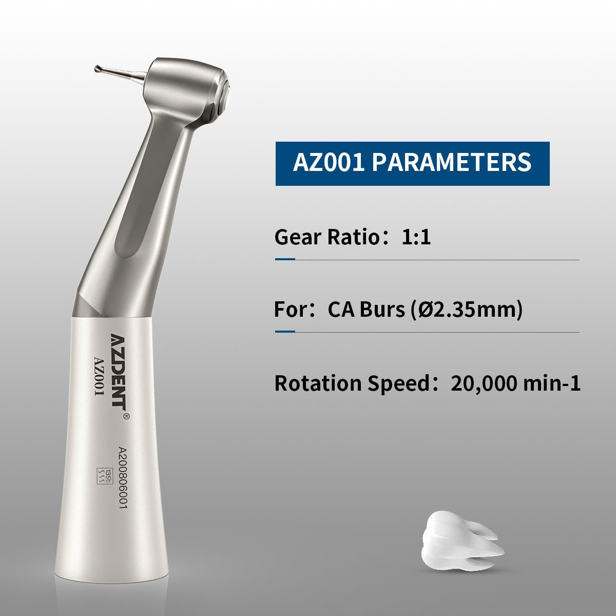 AZDENT 1:1 Dental Slow Speed Push Button Contra Angle Handpiece External Water - azdentall.com