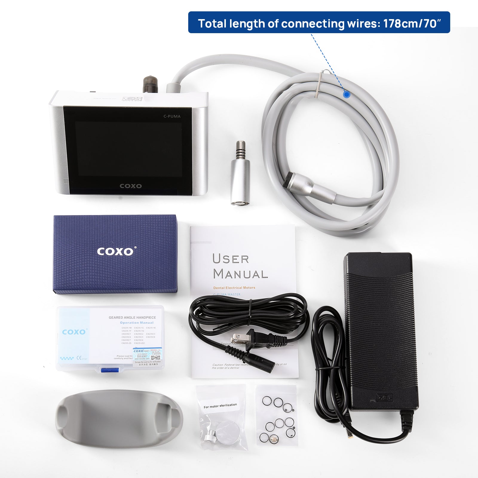 COXO C PUMA Master Dental LED Electric Endo Motor with 1:5 & 6:1 Contra Angle Handpieces - azdentall.com