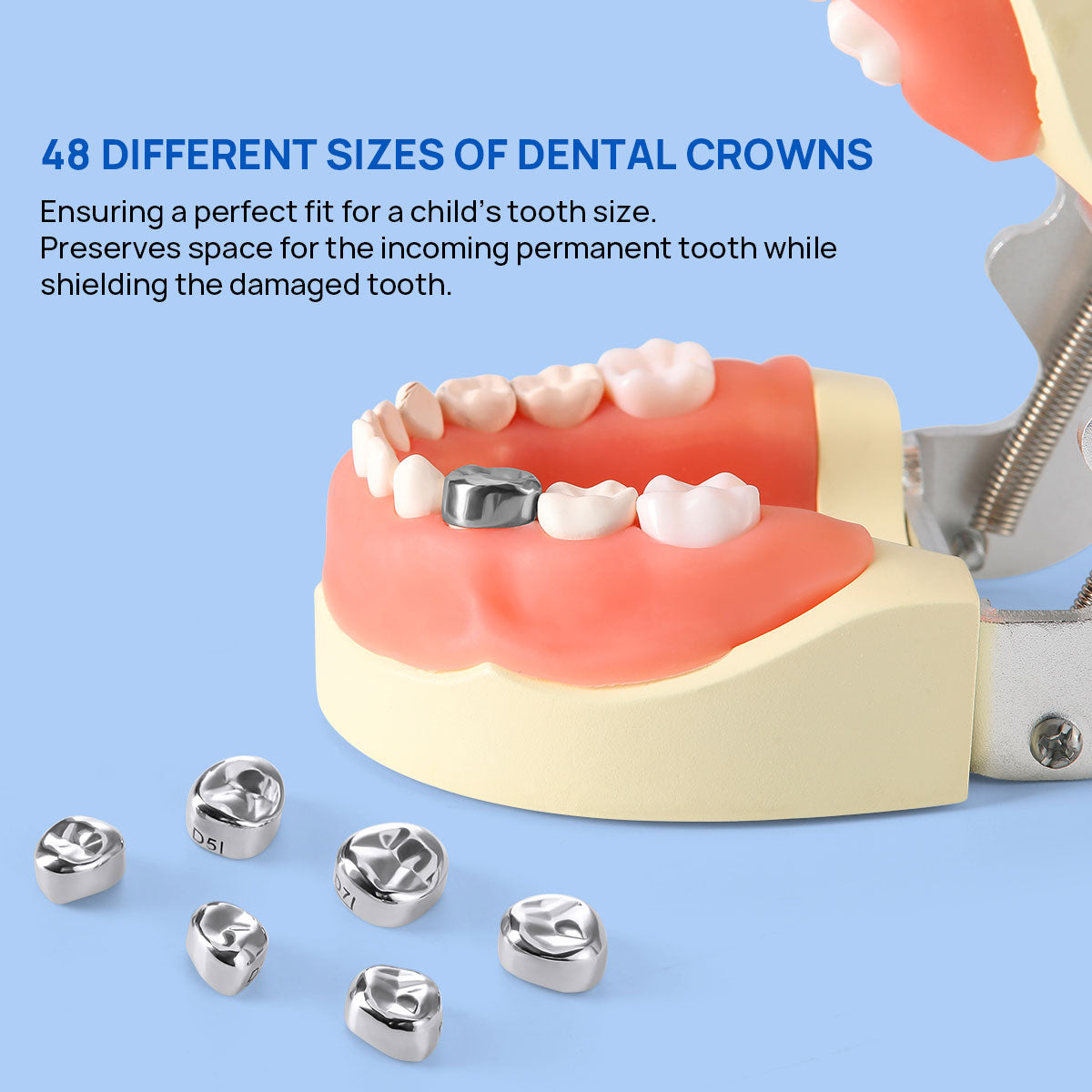 Dental Stainless Steel Kids Crown Primary Molar Temporary Crowns Kit 48pcs/Box - azdentall.com