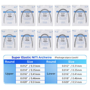 AZDENT Archwire NiTi Super Elastic Ovoid Round 0.020 Lower 10pcs/Pack- azdentall.com