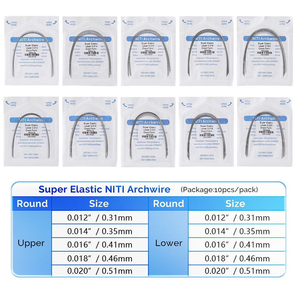 AZDENT Archwire NiTi Super Elastic Ovoid Round 0.018 Upper 10pcs/Pack - azdentall.com