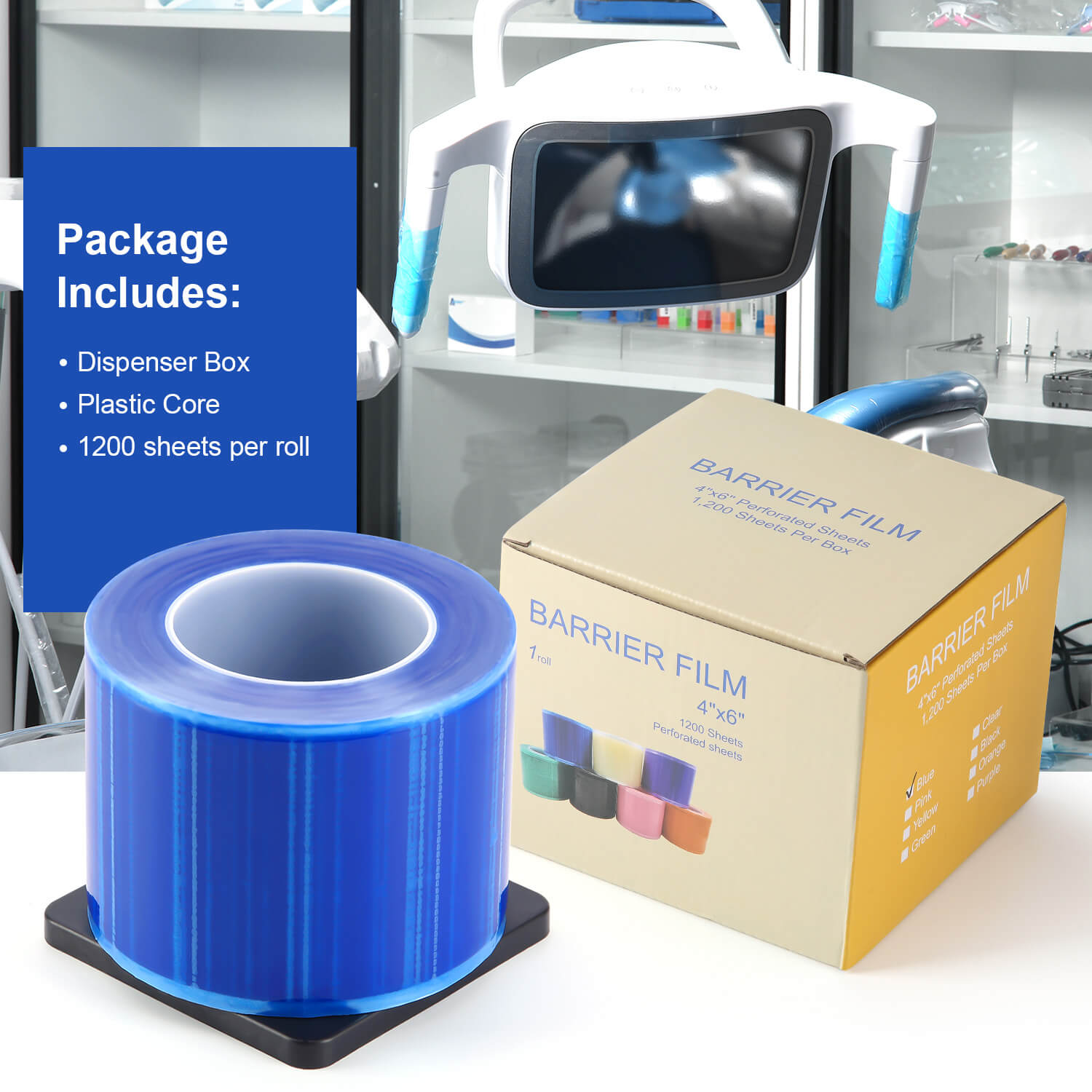 Dental Medical Barrier Film Tape Roll Adhesive 4"x6" 1200Sheets/Roll - azdentall.com