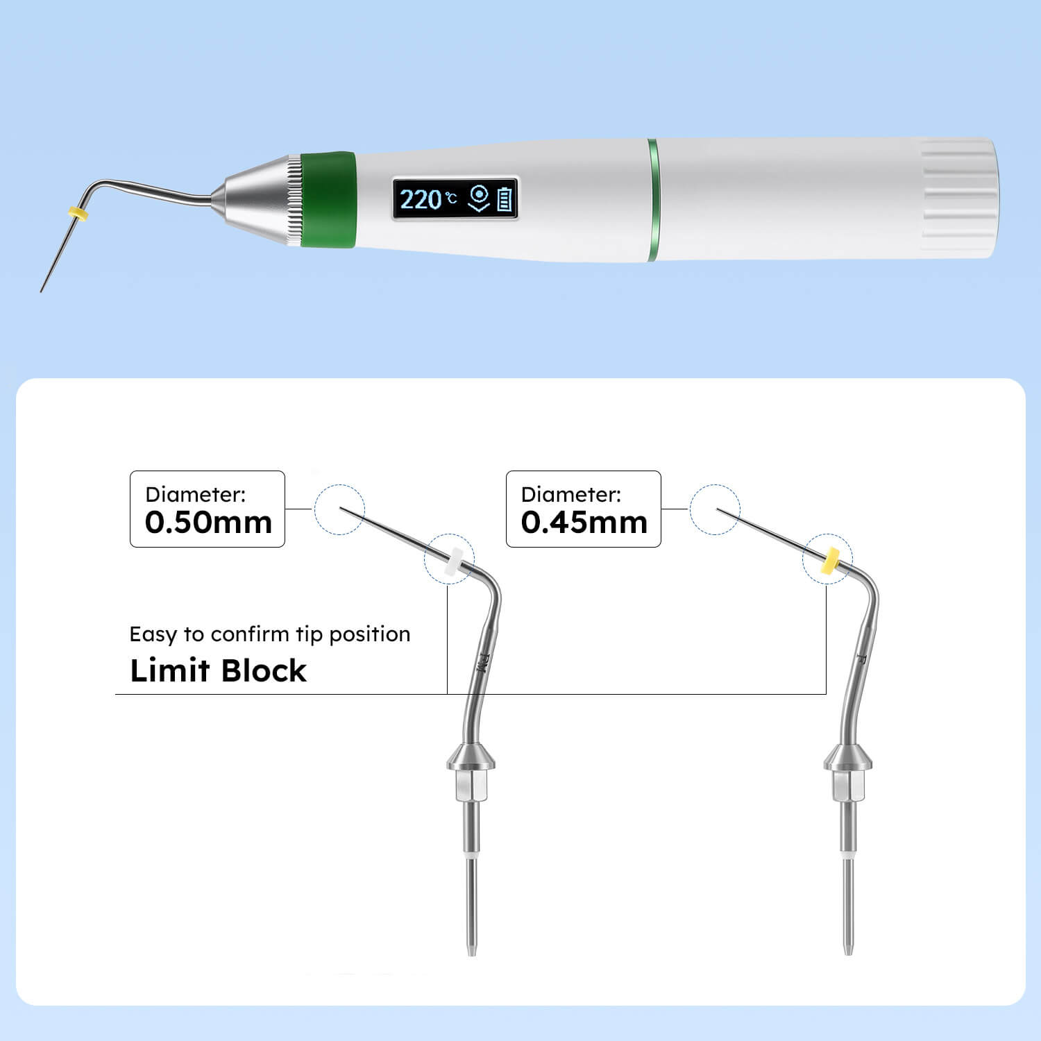 Dental Endo Gutta Percha Obturation System Endo Heated Pen with 2 Heating Tips - azdentall.com