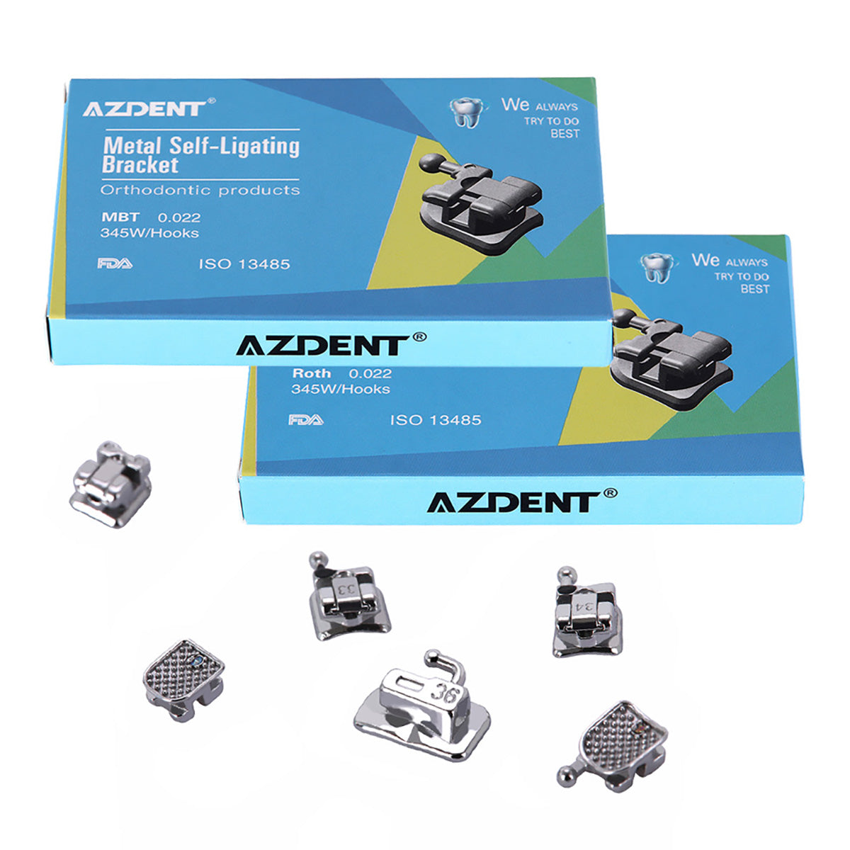 Staffe Autoleganti Dentali AZDENT Mini MBT .022 Con Ganci 3,4 Staffe Autoleganti Dentali AZDENT Mini MBT .022 Con Ganci 3,4