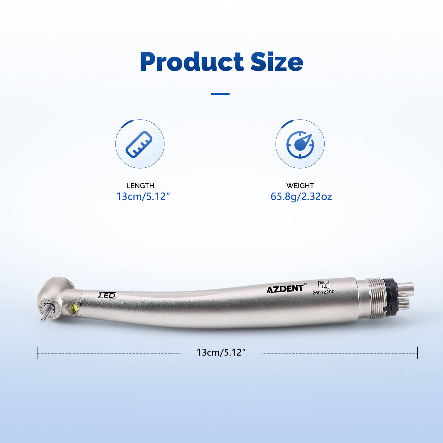 AZDENT High Speed Handpiece LED Push Button Ceramic Bearing 4 Hole Four Water Spray - azdentall.com