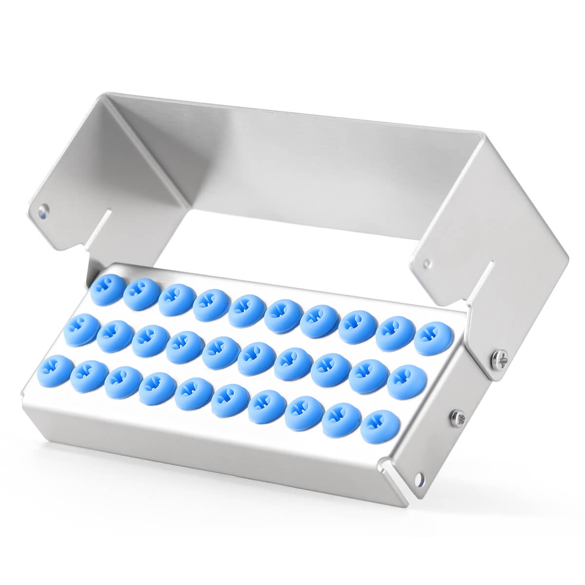 Dental Burs Holder Block Stainless Steel Disinfection Box 30 Holes - azdentall.com