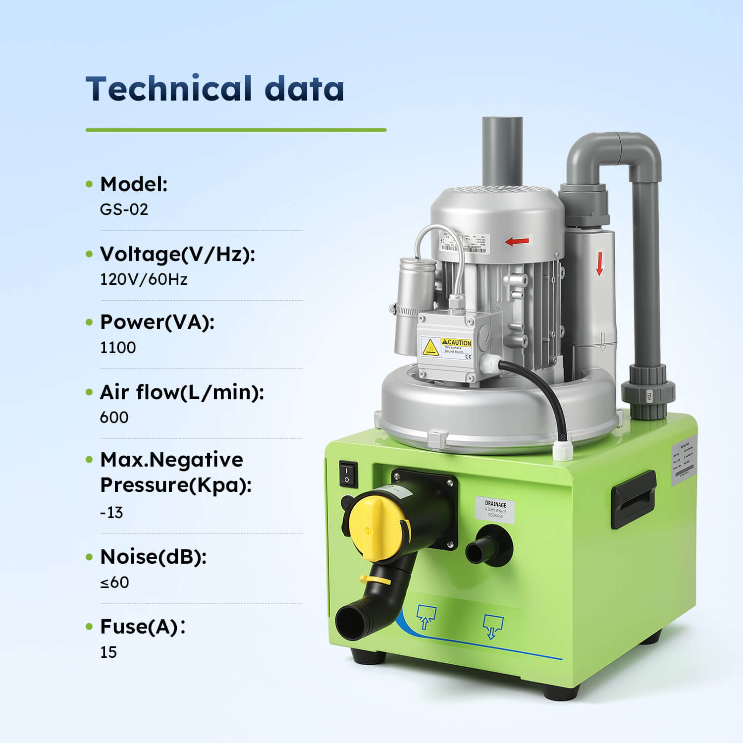 Portable Dental Suction Unit 600L/min 1100W for 2-3 Dental Chair Low Working Noise - azdentall.com