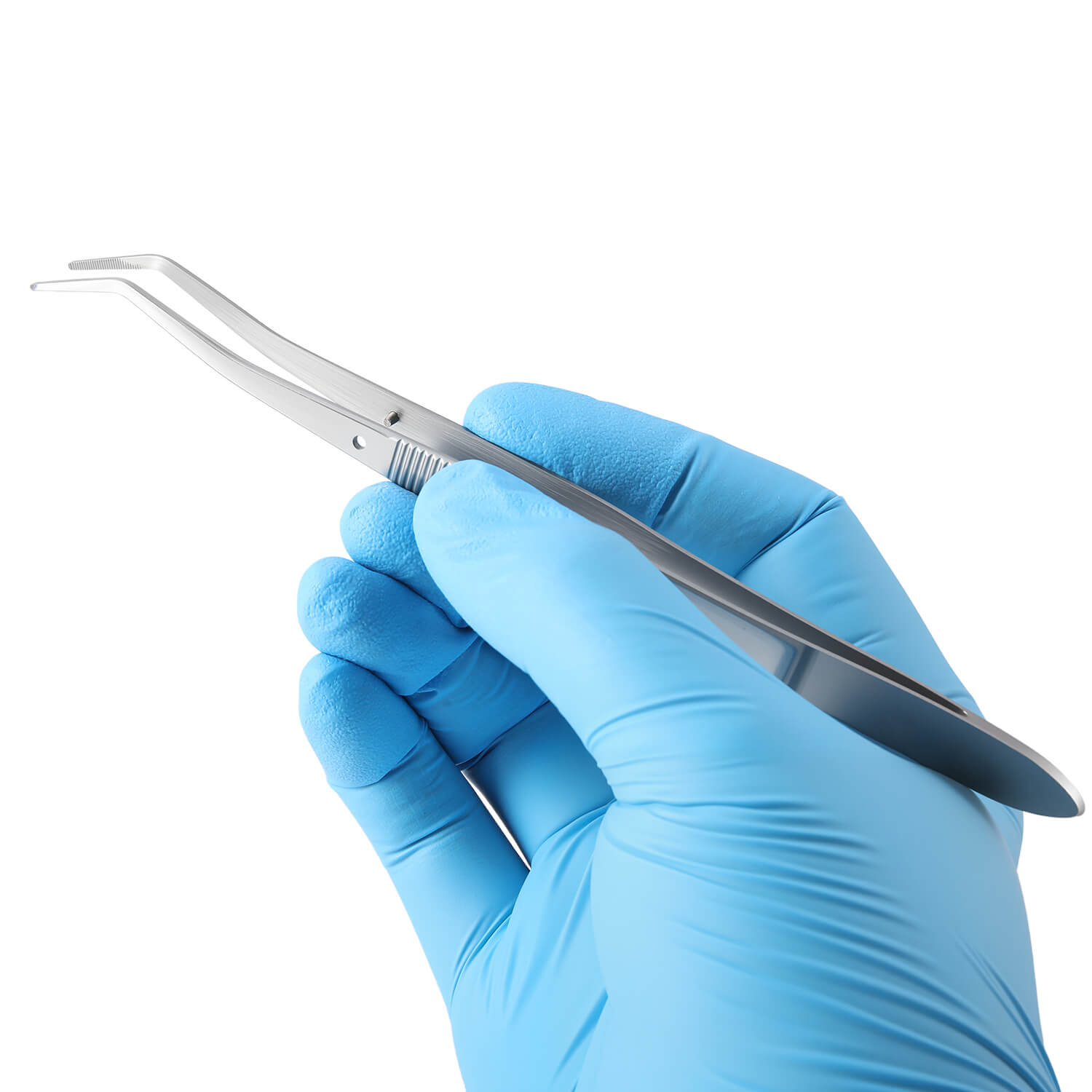Dental Curved Serrated Tip Tweezers Stainless Steel - azdentall.com