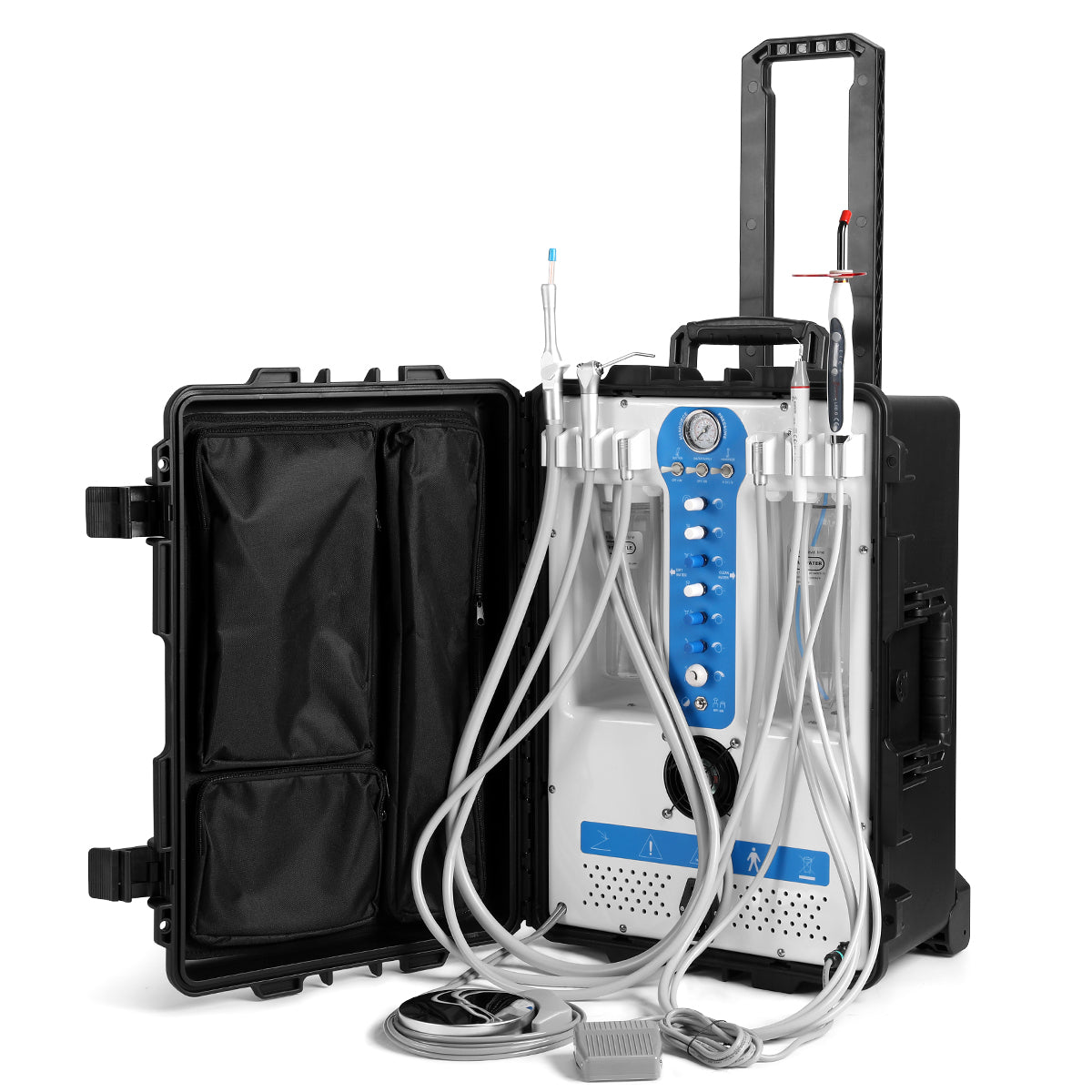 Dental Portable Delivery Unit P206S High Suction 4 Hole w/Air Compressor & Woodpecker Curing Light and Scaler - azdentall.com