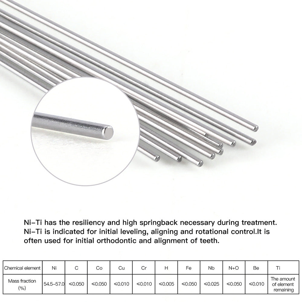 AZDENT Orthodontic Arch Wires – 10pcs Pack, Round Ovoid/Nature Form, Steel/Niti