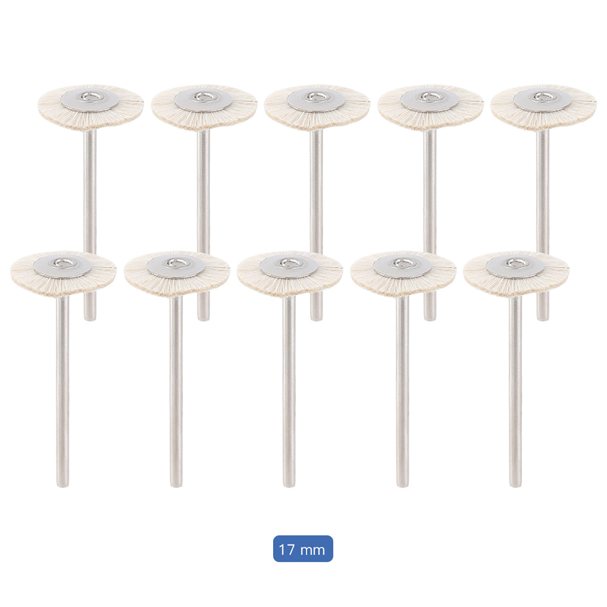Dental Polishing Brush Wheel White Goat Hair 17mm 10pcs/Pack - azdentall.com