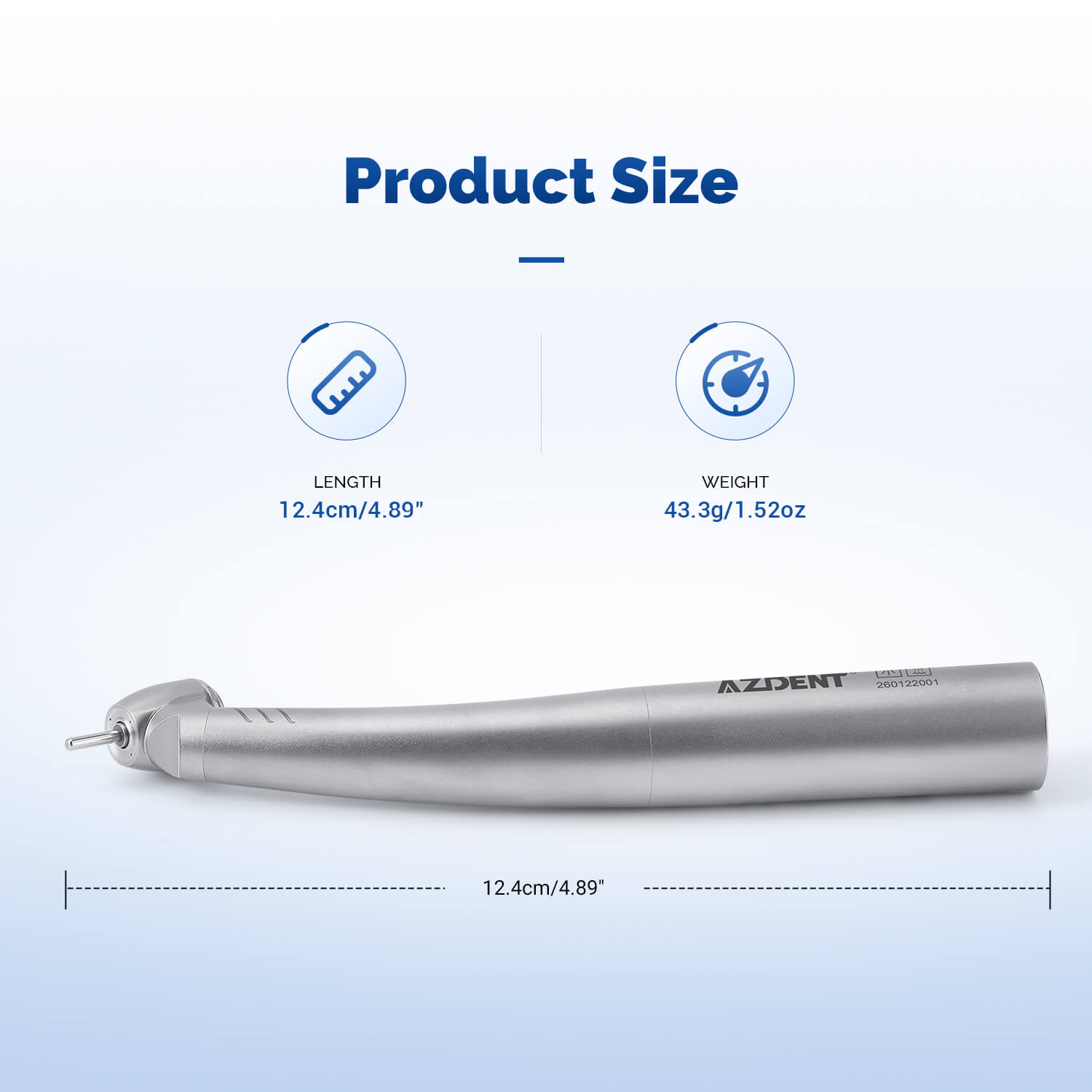 AZDENT Dental LED Fiber Optic 45° High Speed Handpiece Titanium Standard Head Four Water Spray / 4 or 6 Holes Quick Coupler - azdentall.com