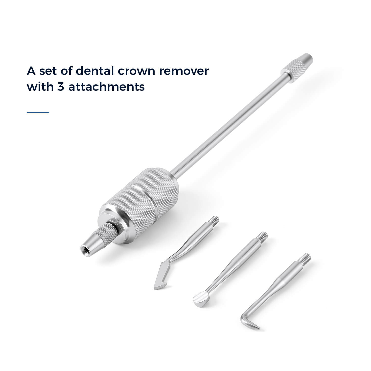 Dental Manual Crown Remover Kit  Stainless Steel with 3 Attachments Tips - azdentall.com