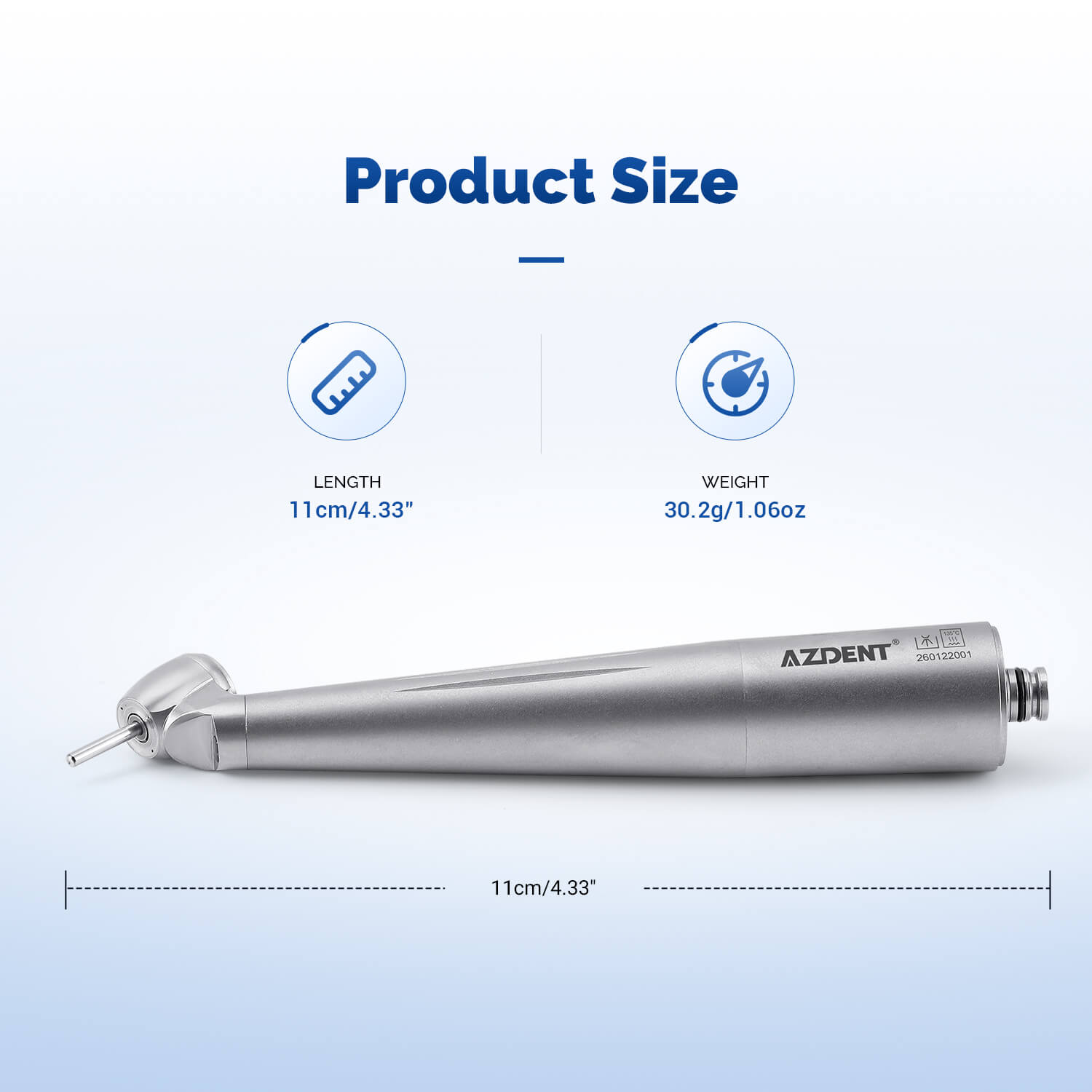 AZDENT Dental LED Fiber Optic 45° High Speed Handpiece Titanium Mini Head Four Water Spray / 6 Holes Quick Coupler - azdentall.com