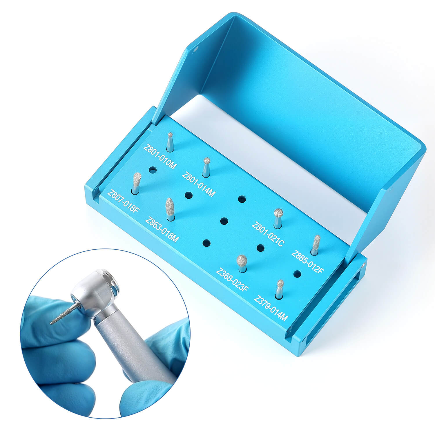 AZDENT Dental Zirconia Diamond Finishing Bur Kit FG 1.6mm Blue 8pcs/Box - azdentall.com