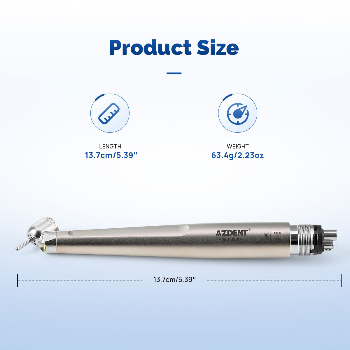 AZDENT Dental 45 Degree LED High Speed Handpiece E-generator Standard Head Push Button 4 Hole - azdentall.com