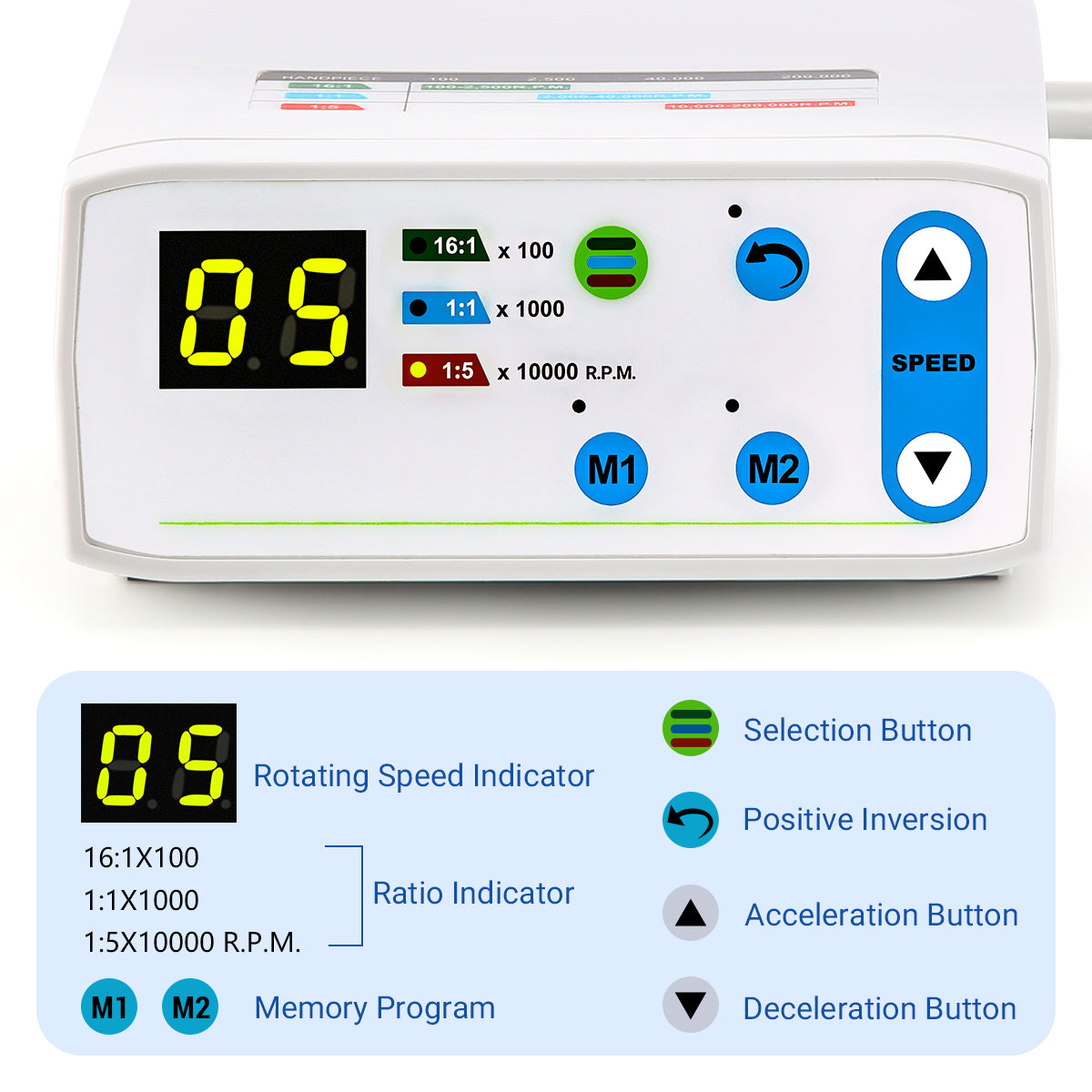 Dental LED Brushless Electric Micro Motor Internal Spray 1:1/1:5/16:1 4/2 Hole - azdentall.com