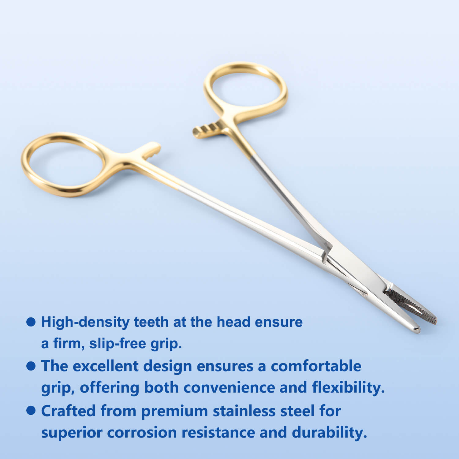 Dental Surgical Instruments Needle Holder Gold Handle 14cm - azdentall.com