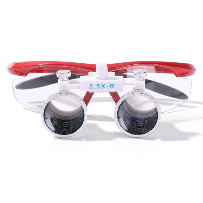 Dental Loupe 3.5X Magnification Surgical Binocular Magnifier With 3W LED Headlight Stool Red - azdentall.com