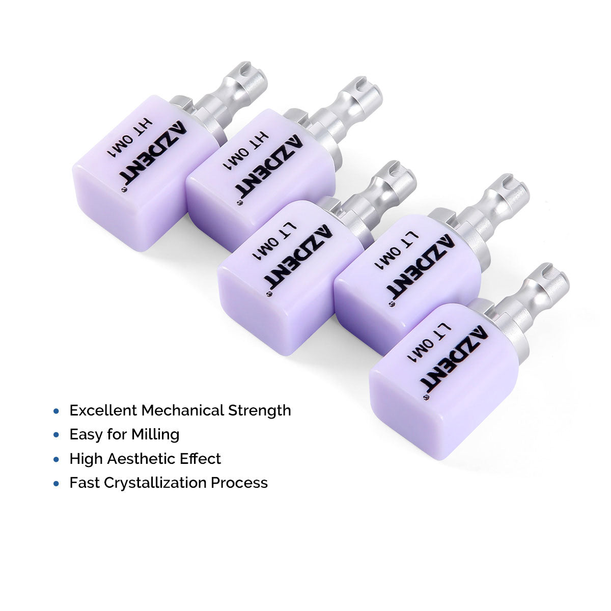 AZDENT Lithium Disilicate C14 Glass Ceramic Blocks LT/HT OM1 Dental Lab Crown Material for CAD CAM Sirona Cerec Milling Syste 5pcs/Box - azdentall.com