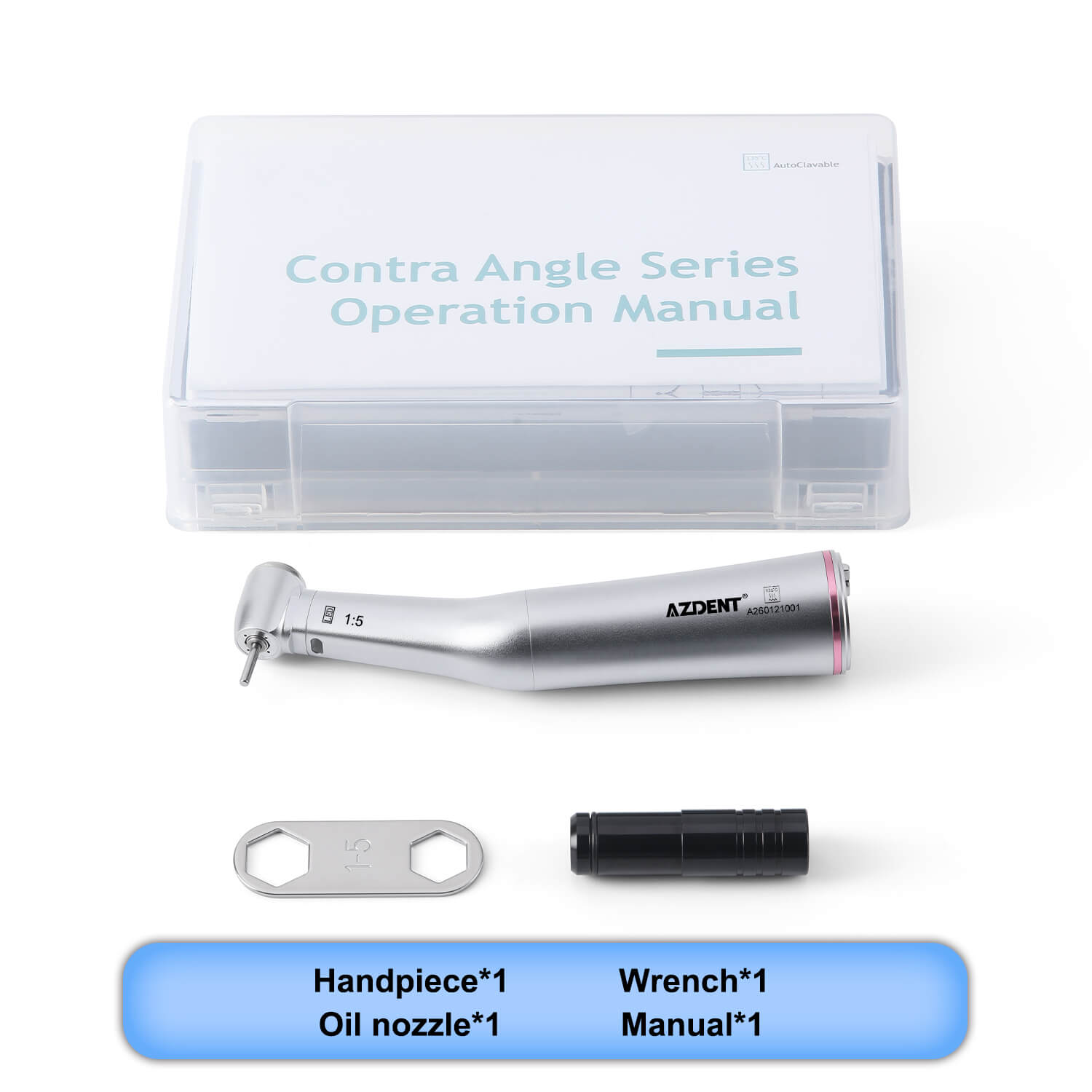 AZDENT Dental 1:5 Fiber Optic Electric Contra Angle Handpiece Internal Four Way Spray Removable Design - azdentall.com