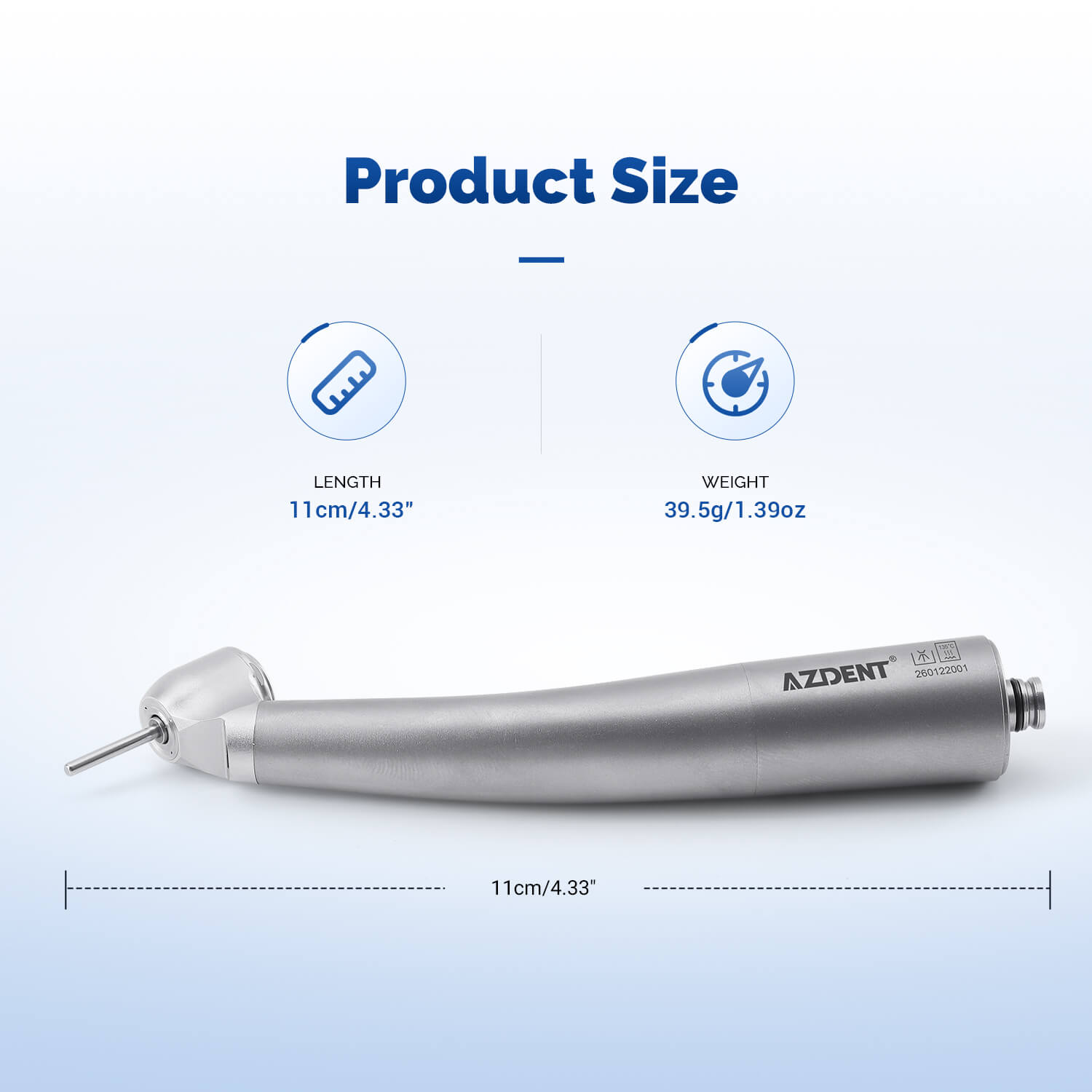 AZDENT Dental LED Fiber Optic 45° High Speed Handpiece Titanium Standard Head Four Water Spray / 6 Holes Quick Coupler - azdentall.com