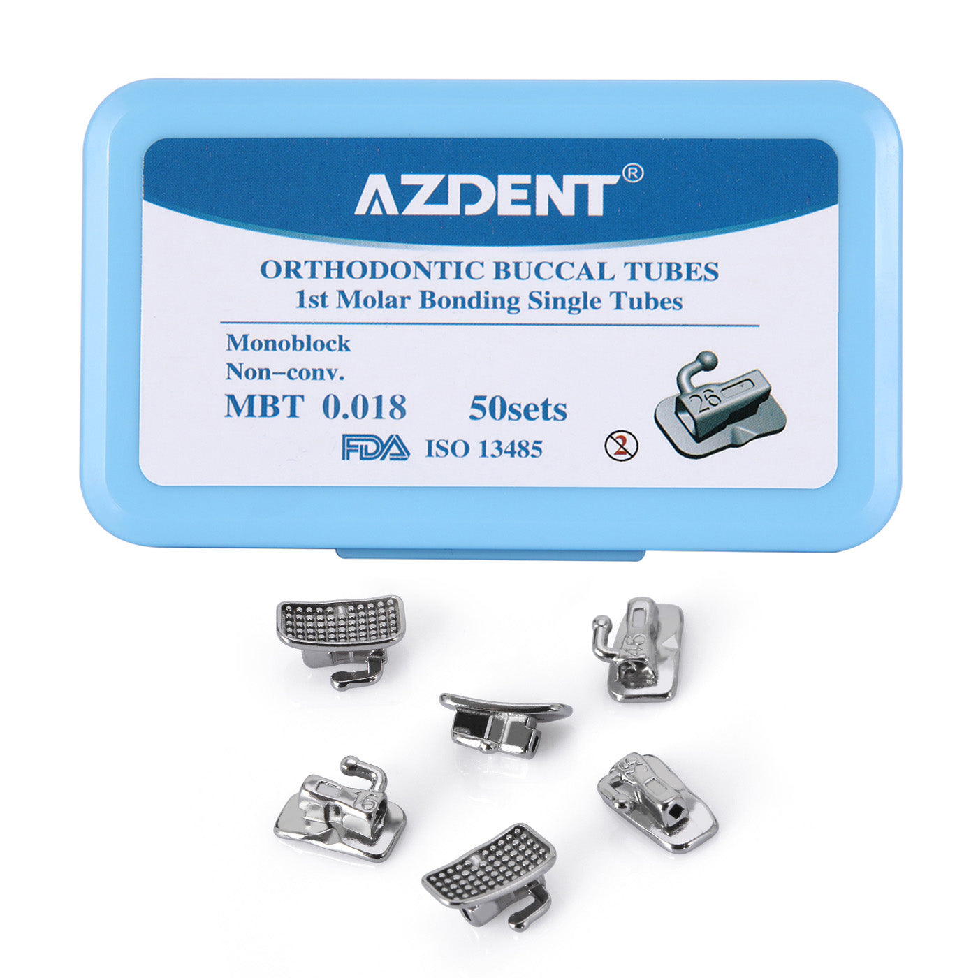 AZDENT Buccal Tube 1st Molar Monoblock Non-Convertible MBT 0.018 50Sets/Bx - azdentall.com