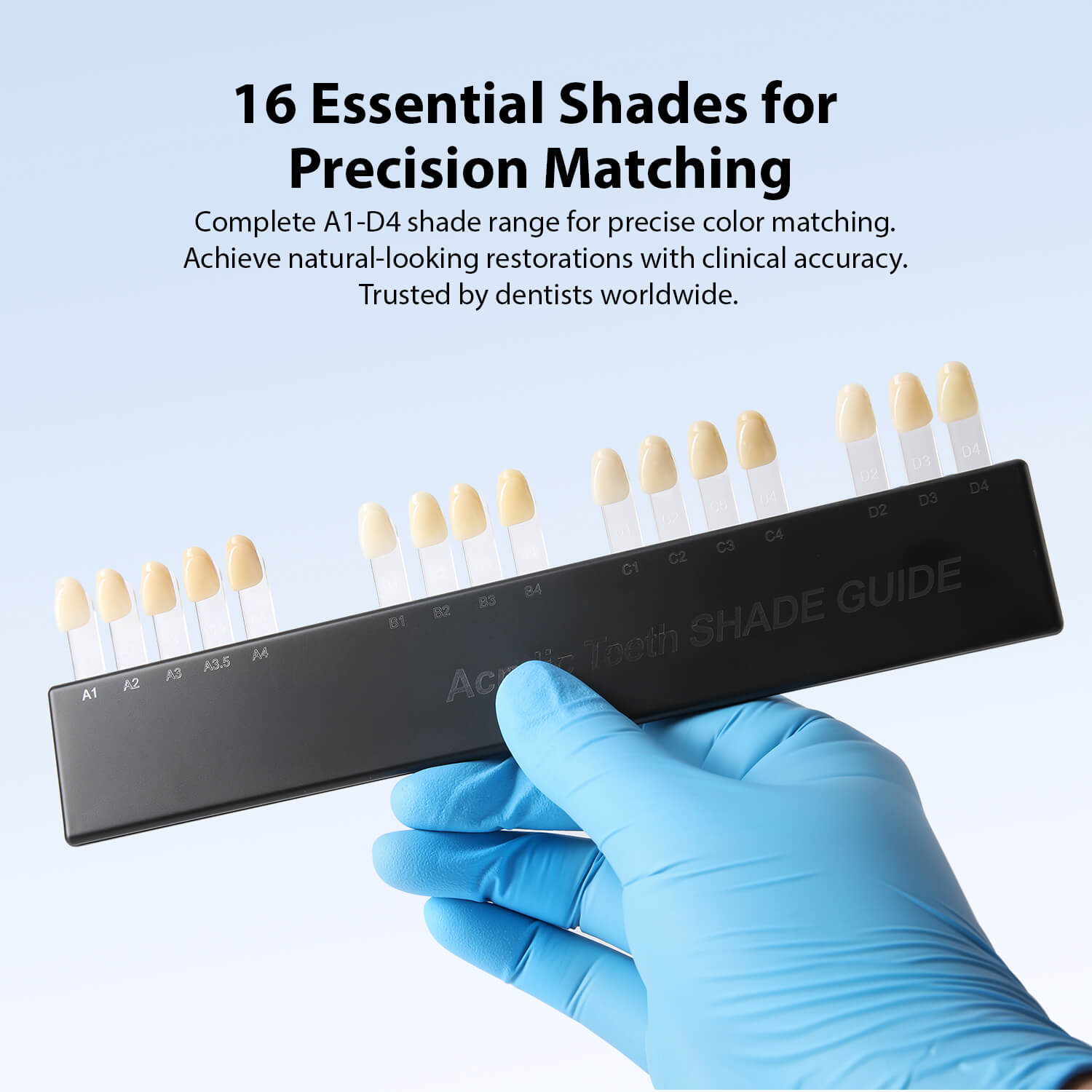 Dental Acrylic Teeth Shade Guide Porcelain Bleached Teeth Guide 2-Layer 16 Shade - azdentall.com