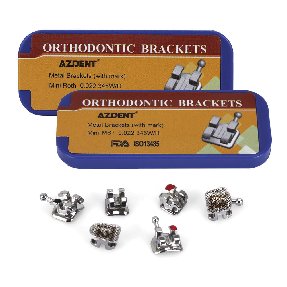 AZDENT Mini MBT 022 Brackets With Hooks – 20pc Pack – Orthodontic Gold Brackets