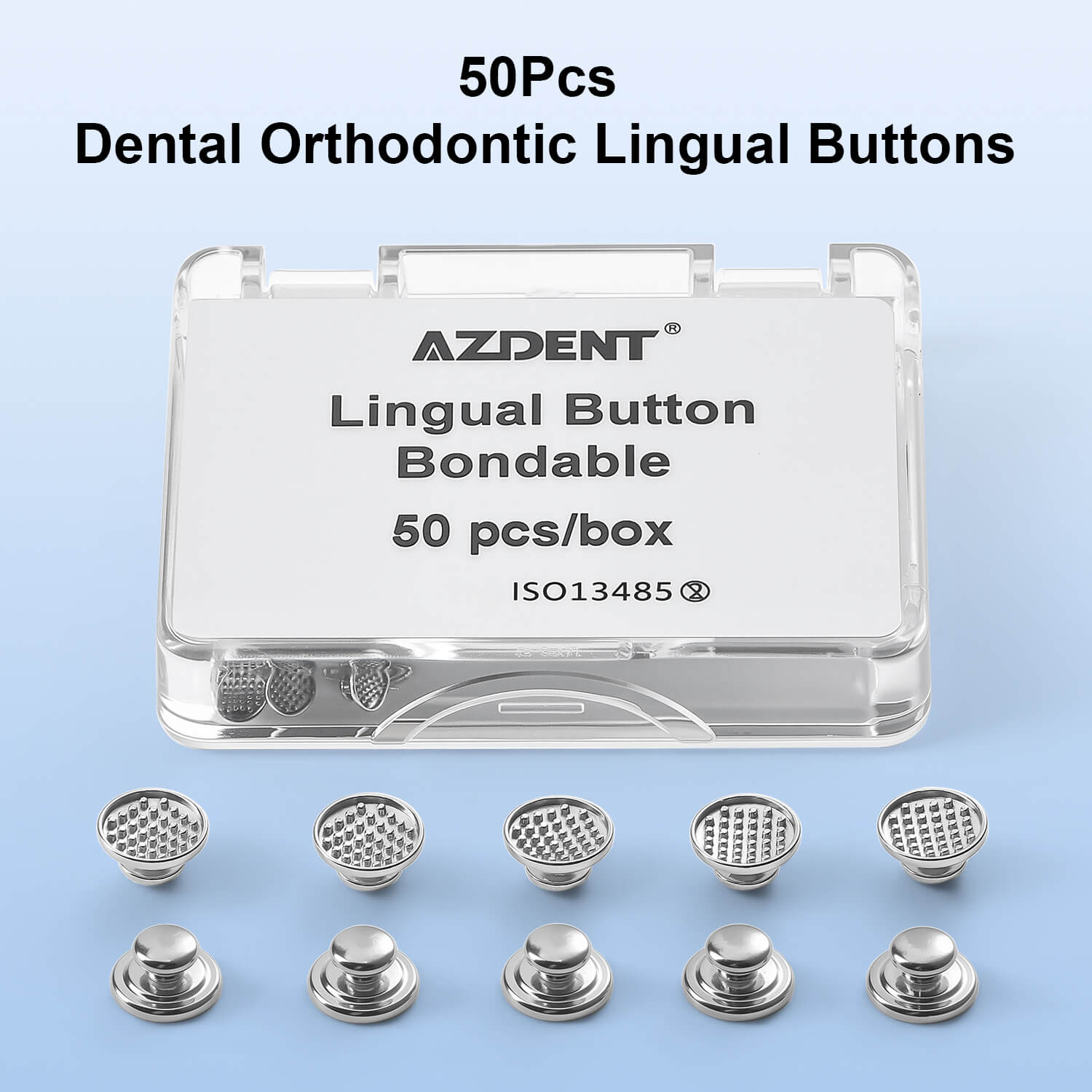 AZDENT Orthodontic Metal Lingual Button Monoblock Bondable Round 50pcs/Box