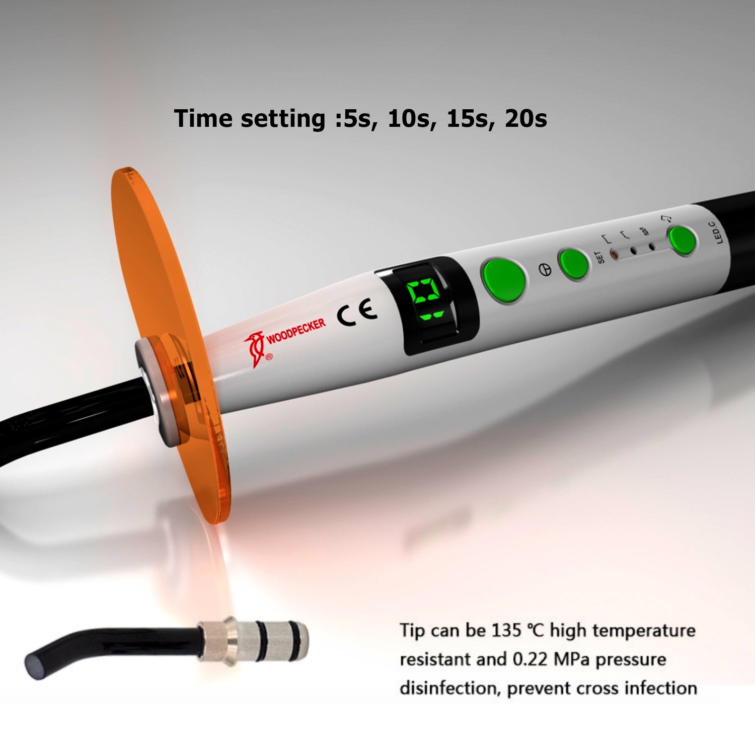 Woodpecker Curing Light LED C Cordless Three Modes 1200mW/cm2 - azdentall.com