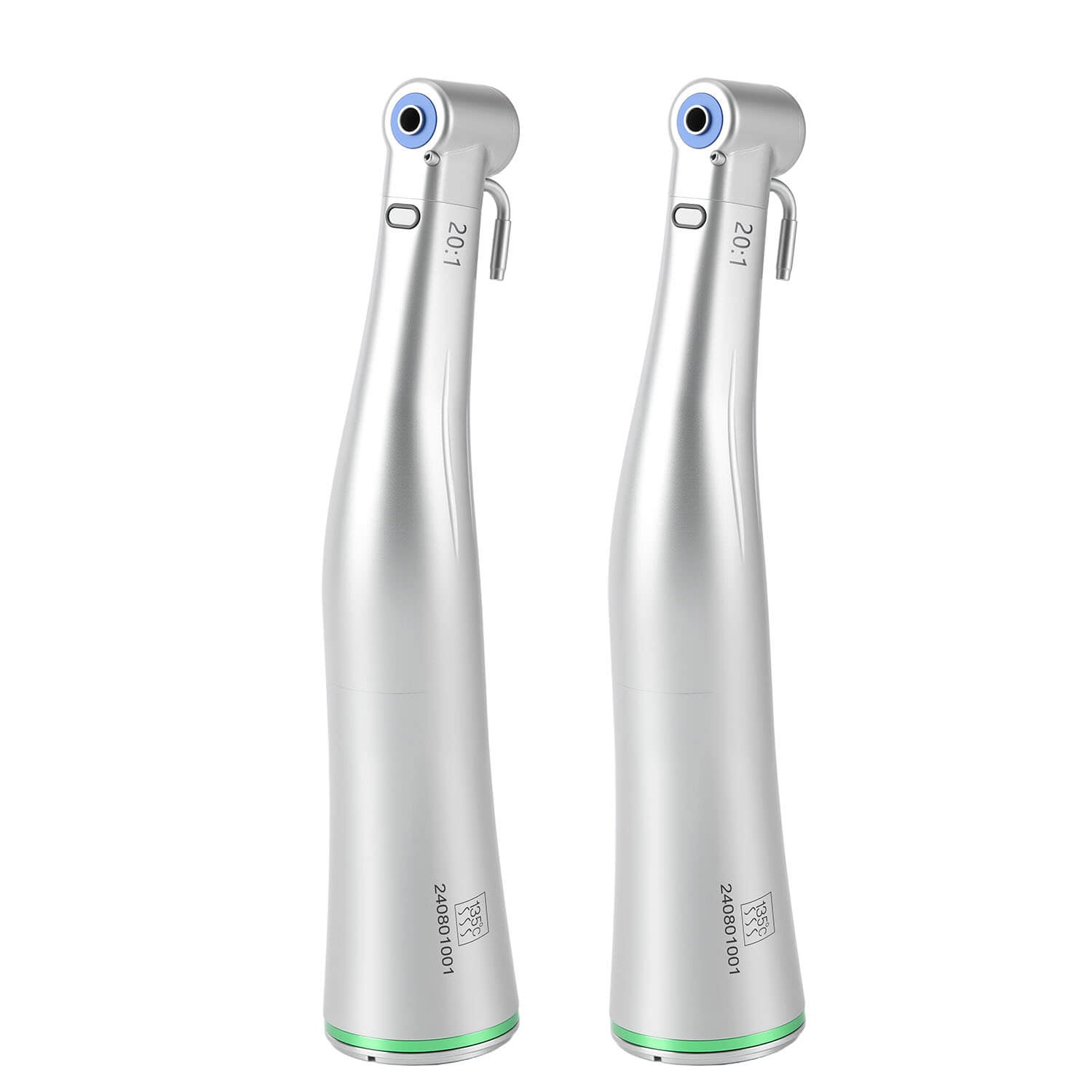 2pcs Dental LED Fiber Optic 20:1 Implant Contra Angle Low Speed Handpiece Push Button Stainless Steel Body - azdentall.com