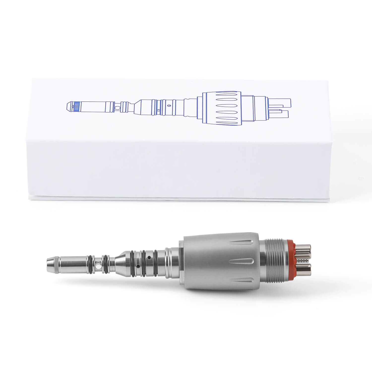 Dental LED Fiber Optic High Speed Handpiece Titanium Standard Head Push Button Four Water Spray / 4 or 6 Holes Quick Coupler - azdentall.com