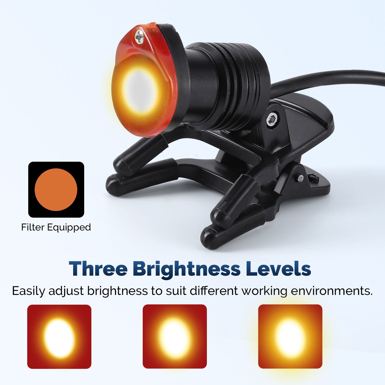 Dental LED Headlight 3W Wired 3 Adjustable Brightness Levels 2 Mounting Options - azdentall.com