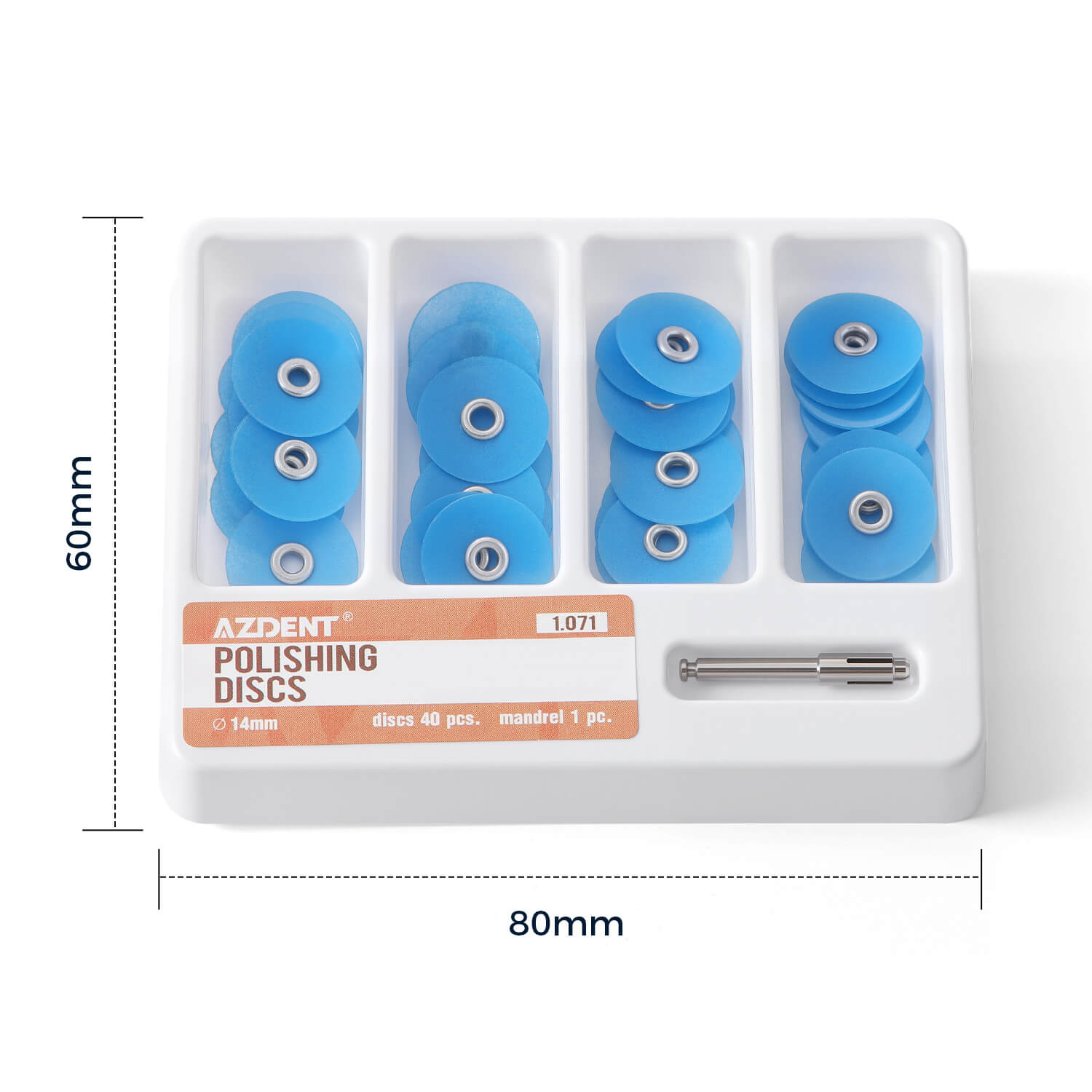 AZDENT Composite Polishing Discs φ14mm with Mandrel NO1.071 40Pcs/Box - azdentall.com