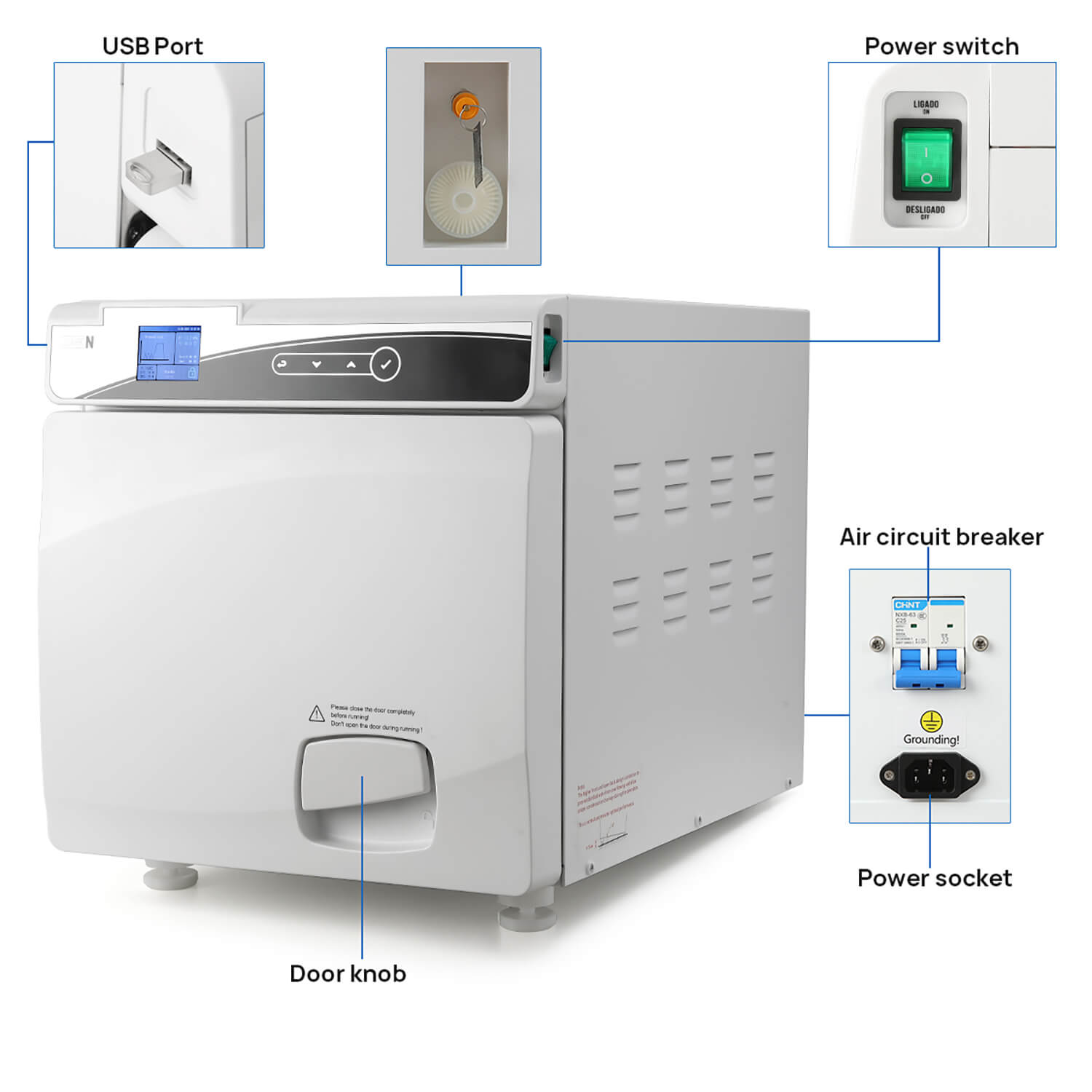 Dental 22L Class N Autoclave Steam Sterilizer LCD Table Top Dry Function - azdentall.com