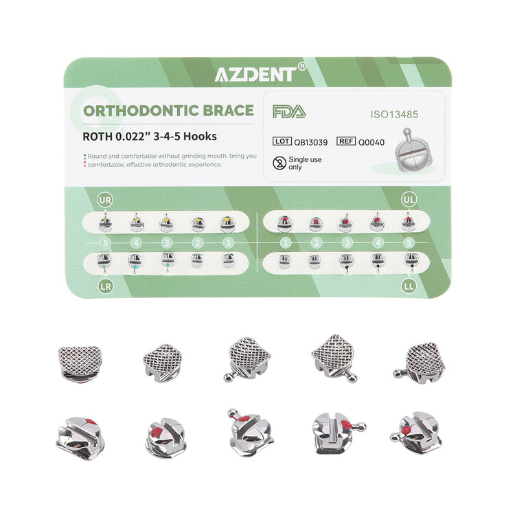 200 Orthodontic Brackets Braces Mini Roth .022 Hooks 3-4-5 Monoblock