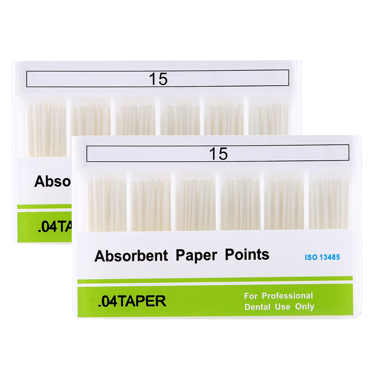 2 Boxes Absorbent Paper Points #15 Taper Size 0.04 Color Coded 100/Box - azdentall.com