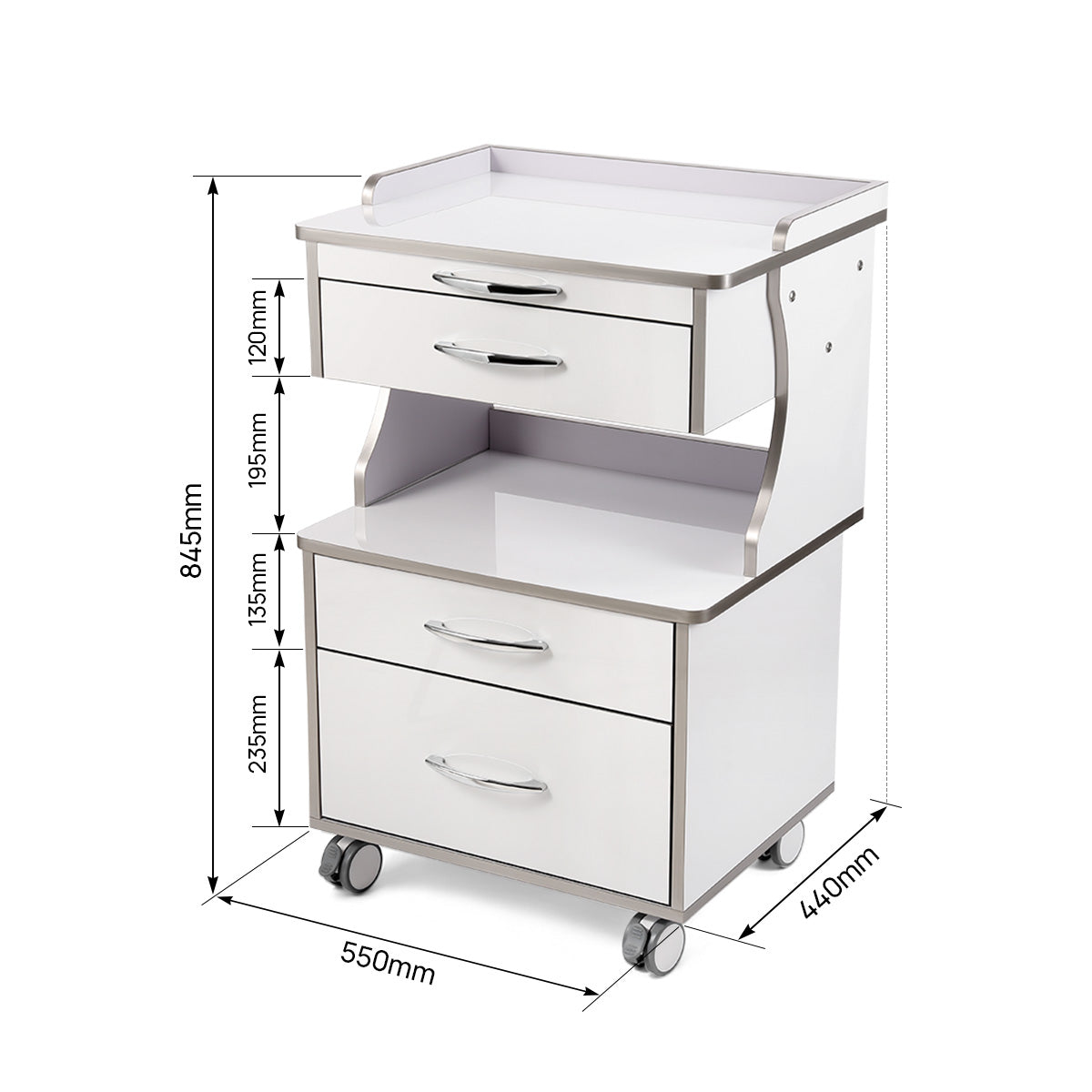 Dental G15 Mobile Cabinet Cart with Three Drawers - azdentall.com