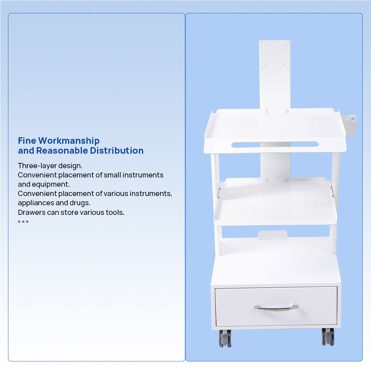 Dental Mobile K2 Mouth Sweeping Trolley Rolling Cart Three Layer - azdentall.com