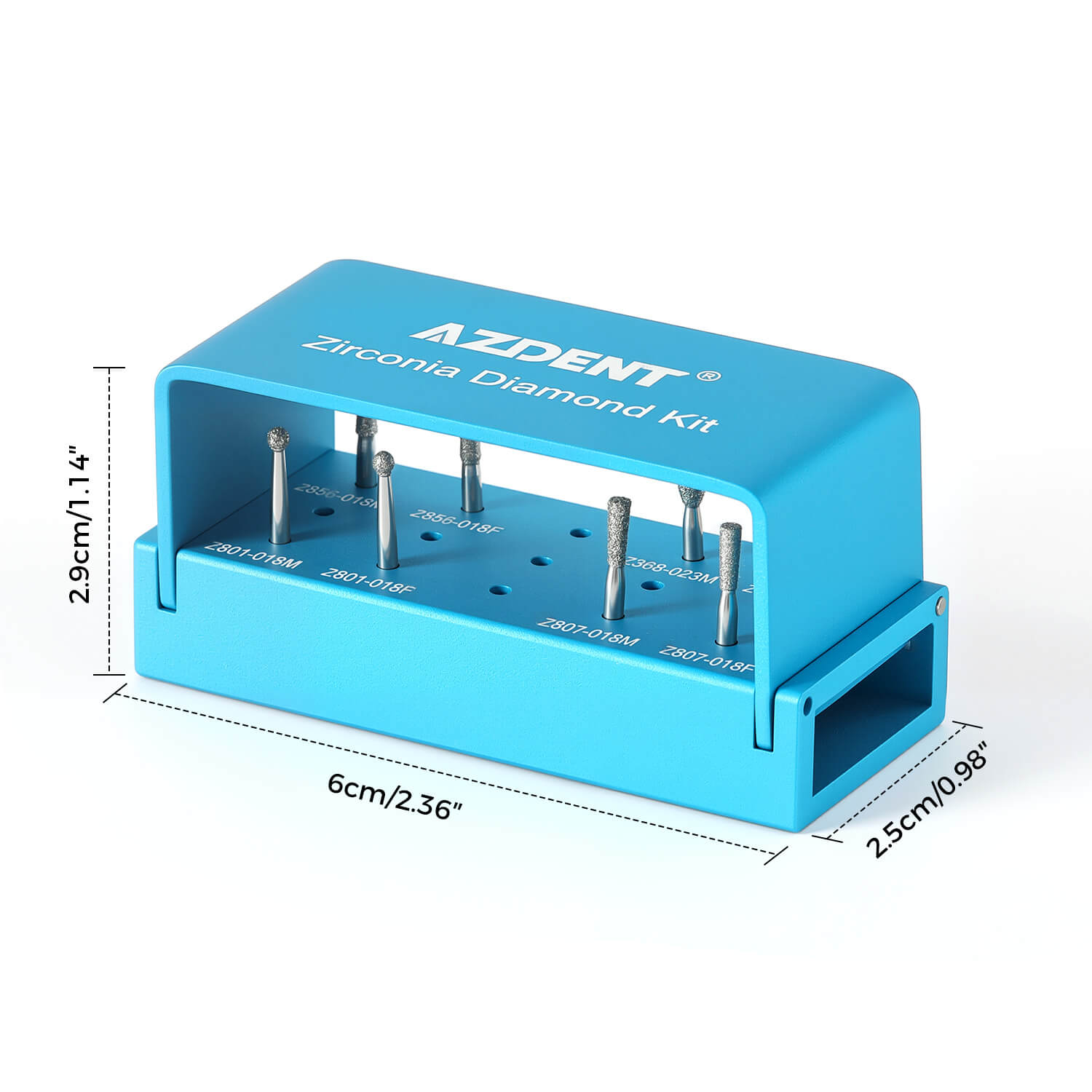 AZDENT Dental Zirconia Diamond Bur Kit FG 1.6mm Blue 8pcs/Box - azdentall.com